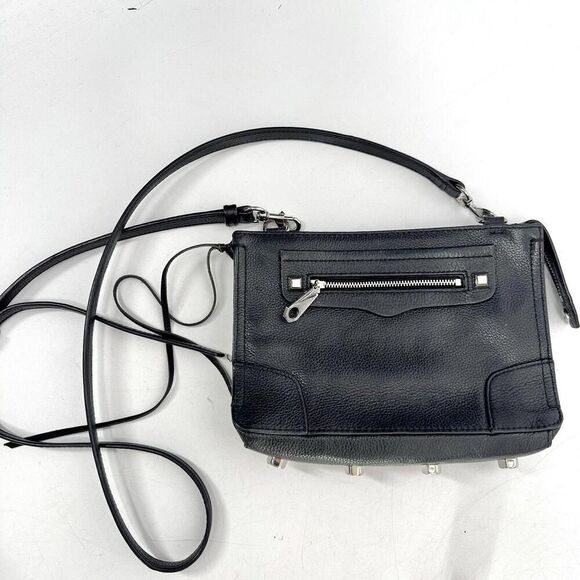 REBECCA MINKOFF Black strap crossbody bag purse genuine leather - Picture 1 of 5